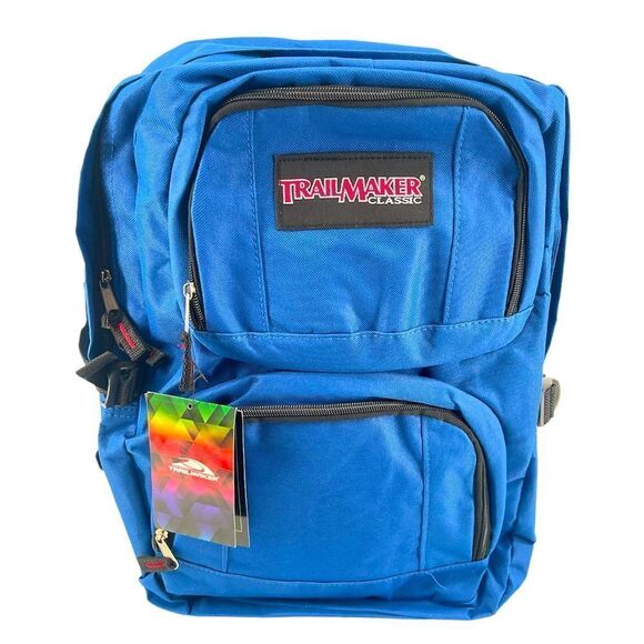 TrailMaker Classic 17” Blue Student Multi Compartment Laptop Backpack Bookbag - Picture 1 of 11